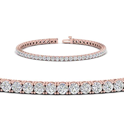 2 To 15 Carat Lab Grown Round Cut Diamond Classic Tennis Bracelet For Her 14K Solid Gold (SI1-SI2 Clarity, G-H Color, 2-15 Ctw)