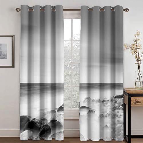 Cortinas para dormitorio de 2 paneles grises para un ambiente relajante 3