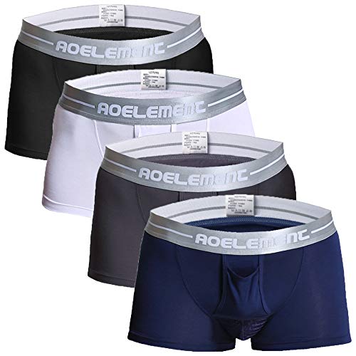 Ouruikia Men's Boxer Briefs Separate Pouch Modal Breathable Boxer Briefs Underwear with Functional Dual Fly