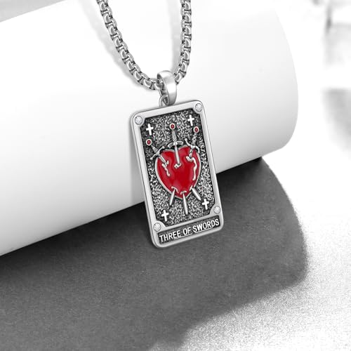 Tarot Card Necklace 925 Sterling Silver Three Swords Necklace Tarot Jewelry Gifts for Women Men2