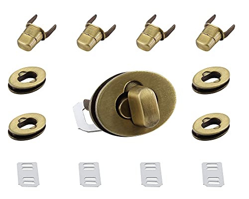 Jersvimc 5Pcs Bronze Turn Locks Clasp, Oval 5/8 Inch Twist