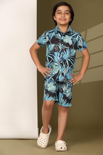 Image of Boys Printed Casual Shirt Short Sleeve Button Down Beach Shirt for Kids