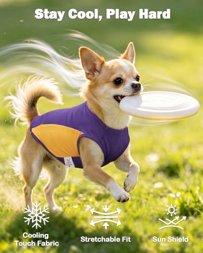 Image of CuteBone Cooling Stretch Sport Dog Tank - Athletic Fan Pet Jersey - Color Block Pet Vest for Small Dogs, Cats
