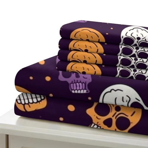 Housse de couette crânes en microfibre douce avec fermeture éclair