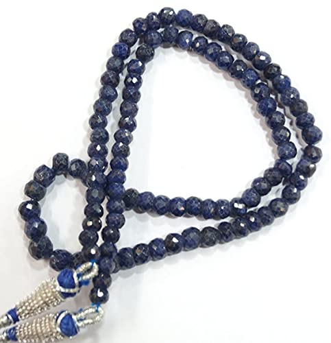 LKBEADS Naturalny klejnot kamień niebieski szafir fasetowane koraliki regulowany kompletny naszyjnik 17 cali 5 do 6 mm