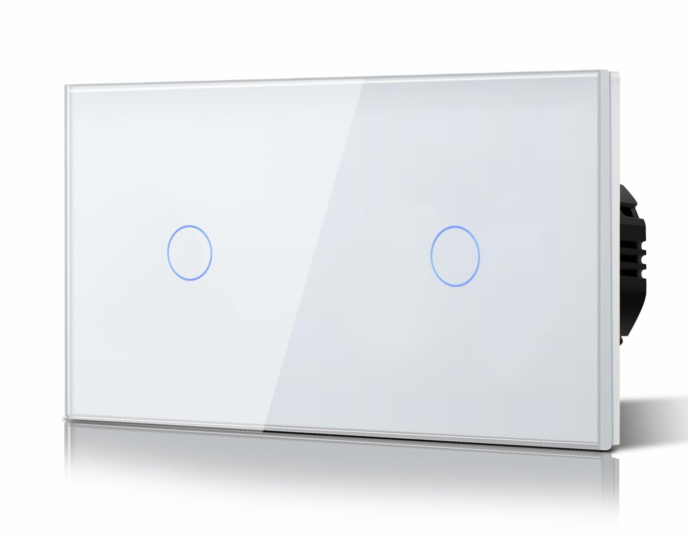 BSEED Double Touch Switch 1 Gang 1 Way (No WiFi Support) Glass Panel 146 * 86mm Wall Light Switch White — image 1