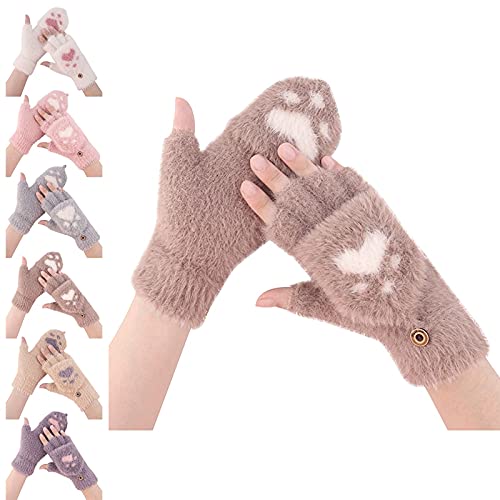 SalLady Women Fingerless Gloves Thick Heart Fashion Knitted