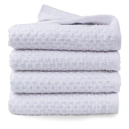 DoubleDry Popcorn Handtücher Set– 4er Set 50x100 cm Baumwolle – 420 g/m² – Weich & Saugstark – Badetuch badehandtücher - Oeko-Tex Made in Green Zertifiziert (Weiß)