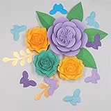 flores gigantes de papel moldes paso a paso Estilo: flor Juego de 4 flores de papel gigantes, 6 hojas, 8 mariposas, decoración de la sala de estar, cumpleaños, color