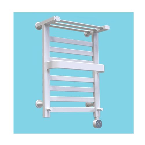 WQPMNYG Toallero calefaccionado Blanco con Estante Superior, con Cable Izquierdo, para baño, SPA, hoteles, toallero Calefactor de Aluminio montado en la Pared.