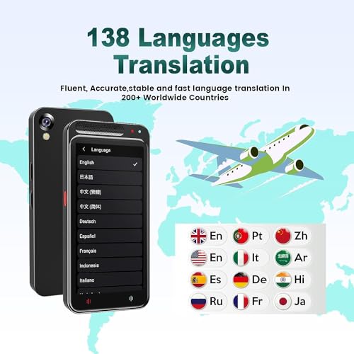 Image of AI Language Translator Device | Support for 138 Languages | Real Time | Offline /Online Instant Two Way Voice and Photo Translation | 4 inch Touchscreen for Travel, Business, and Language Learning