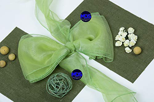 Mds Pack Of 100 Organza Chair Sashes Bow Sash For Wedding And Events Supplies Party Decoration Chair Cover Sash -Apple Green #TOP6