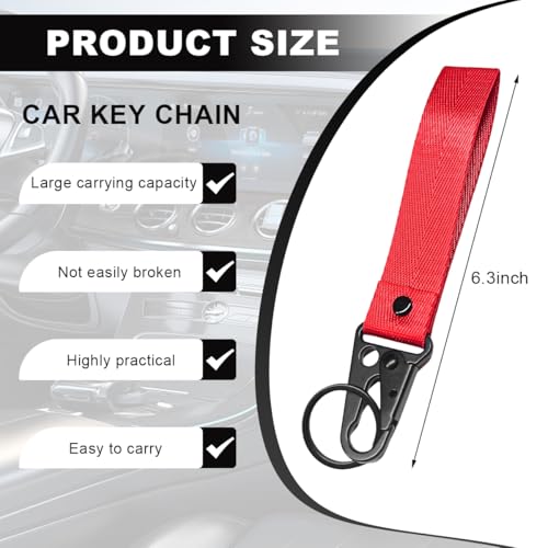 Image of Wevdn Car Key Chain, Fabric Metal Practical Multifunctional Motorcycle Keychain, Anti-Lost Keychain with O-Ring for Men Women (Red)