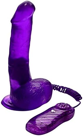 Vibrating Slim Jelly Dong with Suction Cup, 7.5 Inch, Sexy Purple