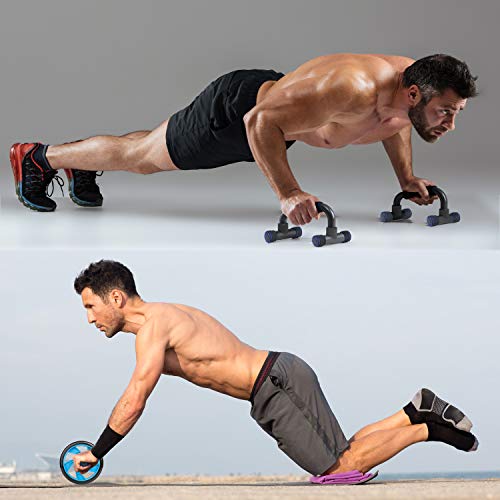 BOSWELL 6-in-1 AB Wheel Roller Kit AB Roller Pro with Push-UP Bar, Hand Griper, Pull Rope, Jump Rope and Knee Pad - Perfect Home Gym Portable Equipment for Men Women Exercise - Thumbnail 4