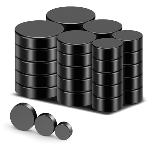 Image of TRYMAG Small Strong Rare Earth Magnets, 3 Sizes 30pcs, Small Neodymium Black Fridge Magnets for Whiteboard, Billboard, Hobbies, Office, Round Button Magnets