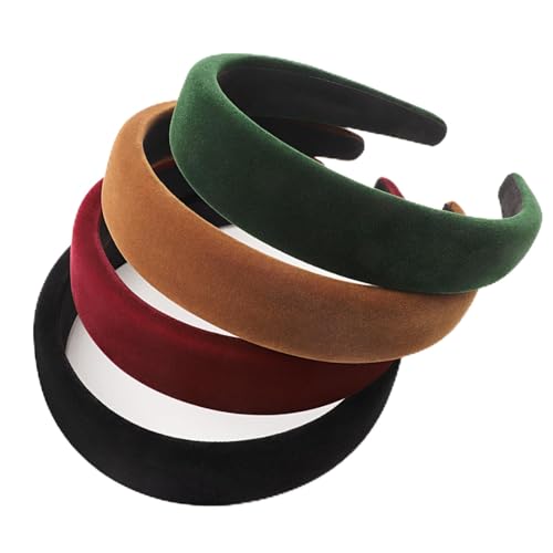Image of DRESHOW 4 Pcs Velvet Wide Headbands for Women Girls Turban Vintage Boho Head Bands Fashion Non Slip Head Wraps Hoop Hair Accessories