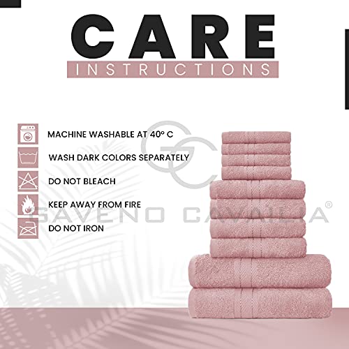 GC GAVENO CAVAILIA Soft Towels - 10 Piece Bathroom Towels Bale Set - Premium Quality Water Absorbent Towel, 4 Face 4 Hand 2 Bath Towel, 450 GSM Washable Towels Set, Blush Pink - Image 6