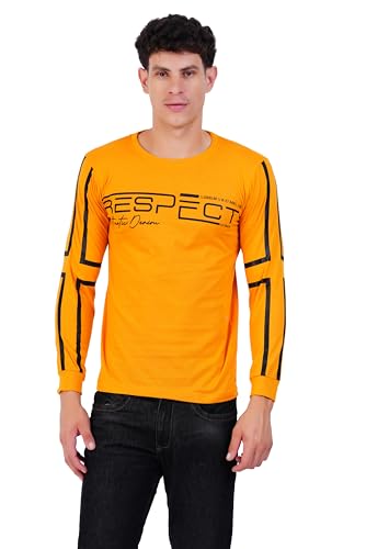 Image of JUGULAR Men's Typography Cotton Round Neck Full Sleeve Printed Respect Regular Fit T-Shirt
