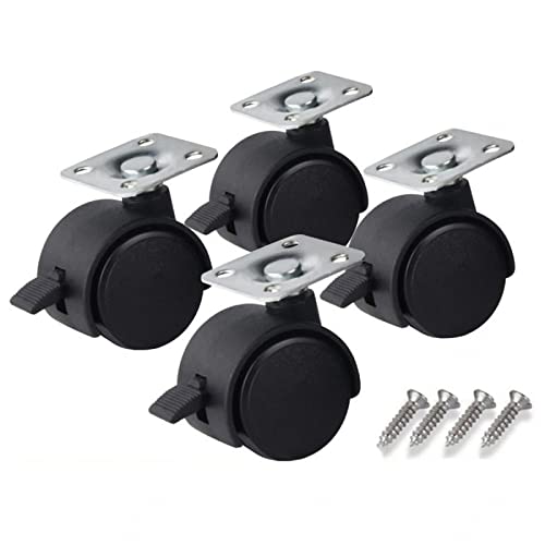 Roulettes de remplacement de 2 pouces noires avec freins de transport - 2