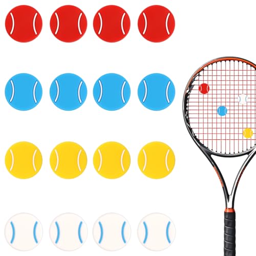 Gosknor 16pcs Tennis Racket Dampeners, Soft Silicone Racquet Vibration Damper Cute Pattern Shock Absorbers Tennis Accessories for Training and Matches