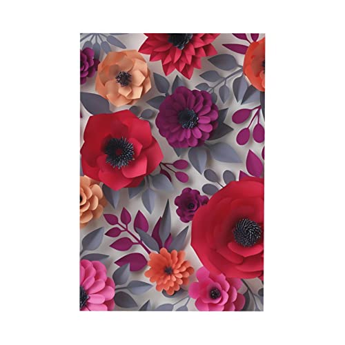 Nappe rectangulaire à imprimé fleurs rouges décoration table cuisine lavable - 7