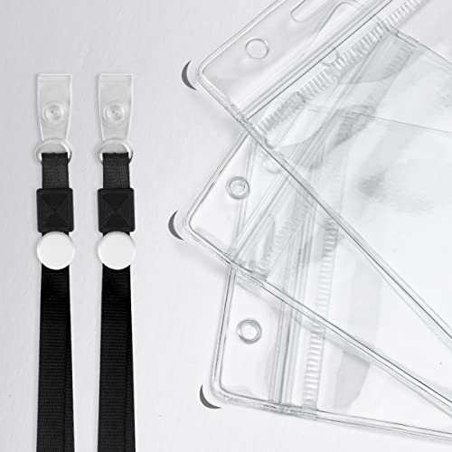 Vicloon Kartenhülle mit Lanyard, 10 Stück Wasserdichte Ausweishülle, Weiche, Transparenter PVC Ausweishülle mit Schlüsselband, Kartenhalter für/Geschäfts/Messe/Firmen/Schulen(Vertikalschnitt)
