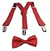 New Suspender Bow Tie Matching Colors Toddler Kids Boys Girls Child (Red)