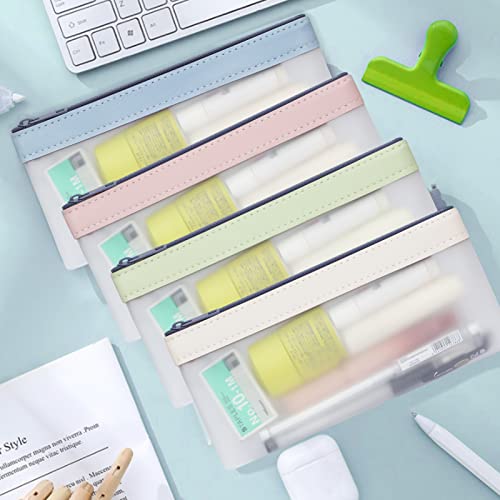 Classycoo Pencil Case 4 Pack Zipper Pencil Pouch, Multifunctional Clear Pen Bag Organizer Stationery Storage Bag For Office Supplies Cosmetics Makeup Travel Accessories #TOP6
