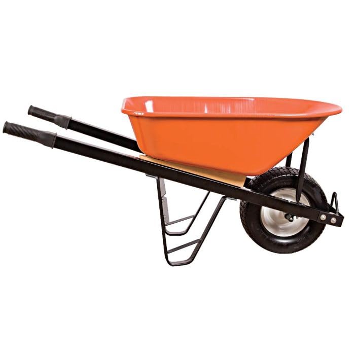 A.M. Leonard 6-Cubic-Foot Steel Tray Wheelbarrows (Steel Handles, Flat-Free Tire)