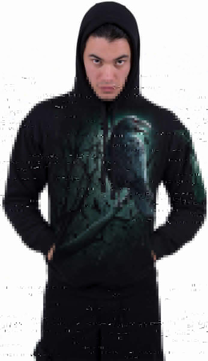Spiral Shadow Raven Uomo Felpa con Cappuccio Nero Regular