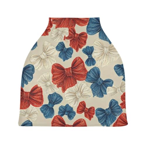 Bulletgxll Retro Bows Red Blue Car Seat Covers for Babies Breathable Nursing Breastfeeding Cover Multi-Use Infant Carseat Canopy and Stroller Cover for Boys Girls