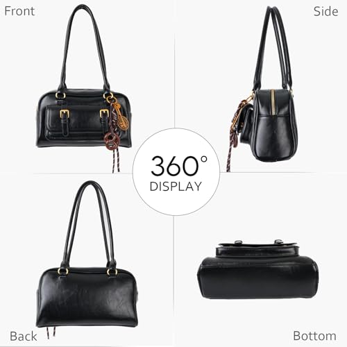 Bolso hombro vintage para mujer en cuero PU miniatura 6