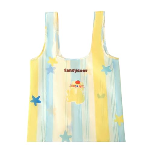 Bolsa de compras dobrável de mão, bolsa de compras leve, ecológica, reutilizável, lavável na máquina