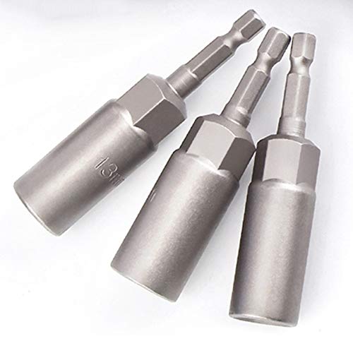 bit de Set de Taladro 10pcs 1/4 Pulgada Llave hexedos hebs de bits de bits de Largo de Largo 1/2 Pulgada de Impacto Adaptador de Taladro de Taladro 6-15mm Talvo Adaptador de Collet