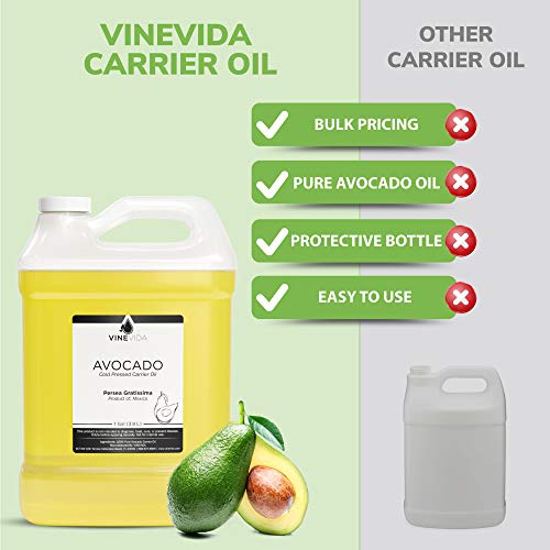 Óleo de abacate a granel – 1 galão de óleo de abacate em garrafa de HDPE – 100% puro e não diluído –