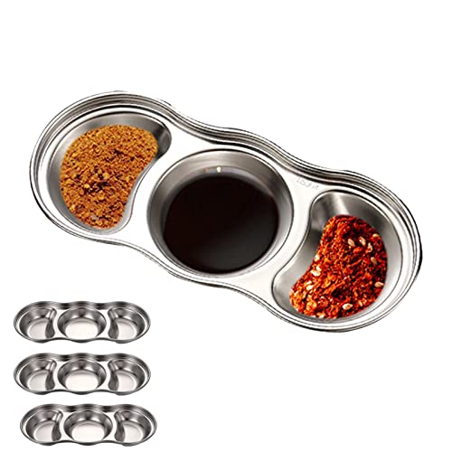 delr Platos de condimento 3 piezas | Platos de inmersión 3 piezas - Plato de condimento reutilizable, platos de condimento para salsas, salsas, entrantes