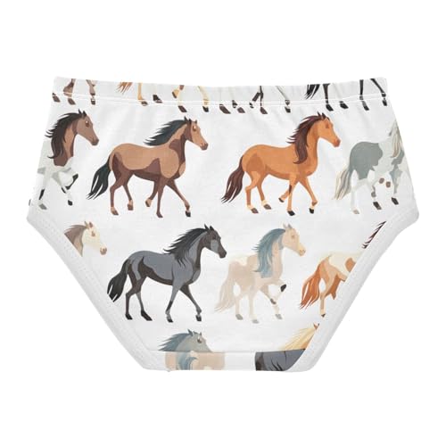Underwear for Girls, Cute Horse White Toddler Girl Briefs, Girls Cotton Underwear, 2T–8 Years2