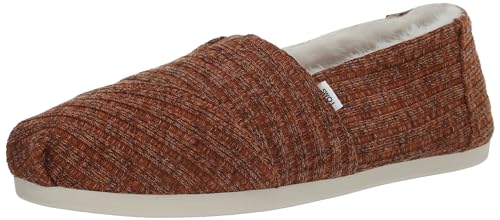 Image of TOMS Women's Alpargata CloudBound Espadrille Loafer Flat, Burnt Orange Rib Knit and Faux Fur, 8.5