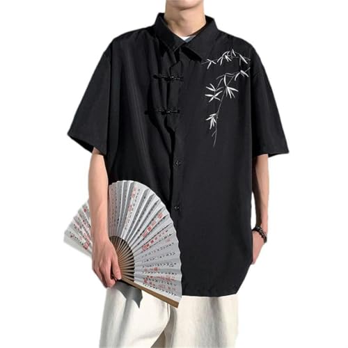Chemise ample à manches courtes homme style chinois en coton léger