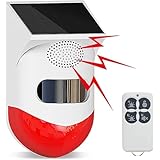 Ghbunuz 太陽警告灯 屋外ソーラー充電 ソーラー 防犯アラーム LEDソーラーライト 人感センサー 警報機 120dBブザー音 リモコンコントローラ警告アラーム 太陽光充電警告灯 IP65防水 盗難防止 農家 工場 倉庫 果樹園 茶園 ヴィラ 壁掛け 庭先 表玄関 駐車場 停電時適用 地震 津波 台風 防災対応 受信機1つ 送信機1つ