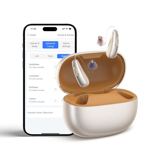 iBstone AuraLink Bluetooth Hearing Aids for Seniors Adults App-Controlled Precise Fitting AI Noise Reduction Bluetooth 5.4 for Phone Call & Music Streaming Compatible with iOS & Android OTC