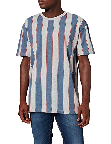 Urban Classics T- Shirt à Rayures Larges imprimées, Bleu Vintage, L Homme