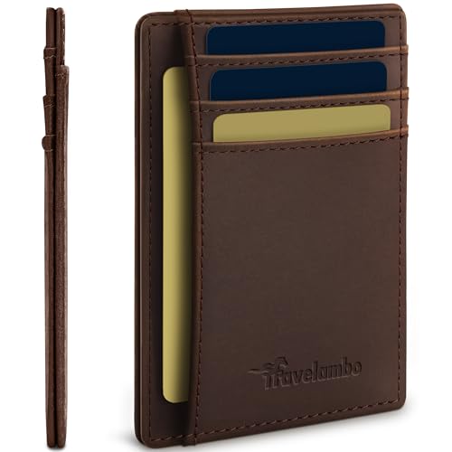 Travelambo 100% Genuine Leather Wallet for Men and Women, Slim