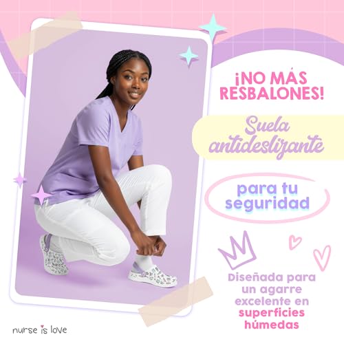Nurse is Love Zuecos Sanitarios - Calzado de Trabajo para Enfermería | Regalos y Accesorios - imagen 6