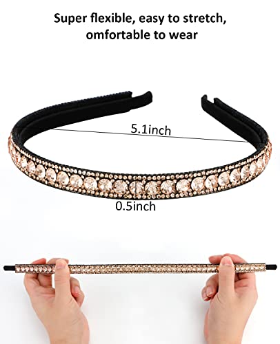 Wecoe Rhinestone Headband Women Non Slip Fashion Coffee Champagne Headband Bling Sparkly Diamond Headband Hair Band Birthday Holiday Homecoming Prom Hair Accessories For Women Girls Gifts #TOP5