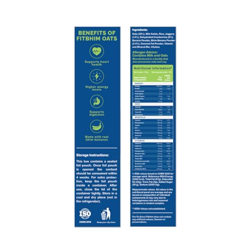 Image of ProToGrow Ready to Eat Oats with Bhim Banana & Real Cranberries - 300g Box | High Dietary Fibre & Protein Rich | No Refined Sugar | Gluten Free | Healthy Breakfast for All Ages