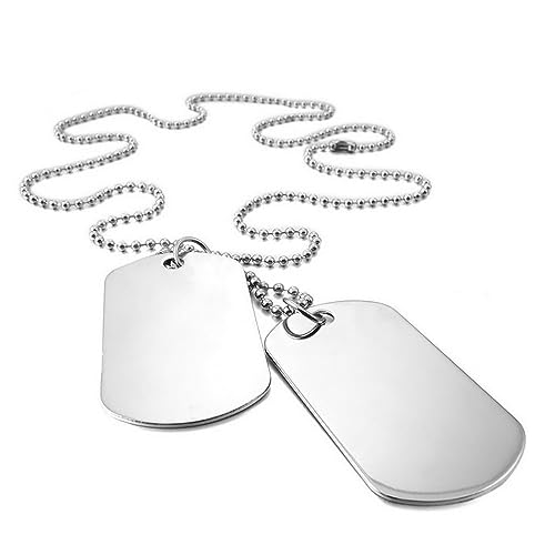 LATRAT Collier Pendentif Homme Double Plaque, Armée Style Militaire Dog Tag en Acier Inoxydable pour Homme et Garçon, Style militaire