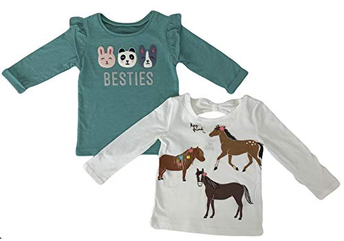 T-shirt manche longue Carter's bébé fille pack de 2 blanc et aqua pour 18 mois