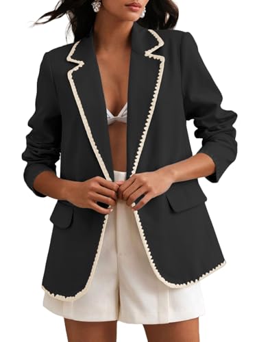 Mina Self Casual Blazer for Women 2025 Fall Black Lightweight Business Casual Work Professional Office Trendy Cute Dressy Fashion Womens Jacket Women's Blazers & Suit Jackets QY046 Black M